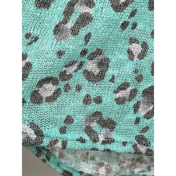 NWT Boutique‎ Aqua Leopard Lightweight Loose Knit Blouse Top Sz M Oversized - Picture 3 of 10